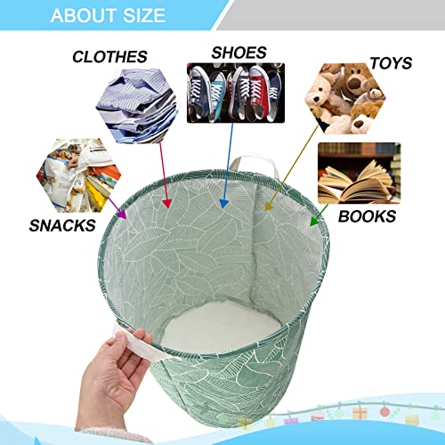 Mziart Large Foldable Laundry Basket Organizer, Collapsible Laundry Hamper Fabric Clothes Toy Storage Basket Nursery Hamper Storage Bin for Household Bedroom, Bathroom, College Dorm (Big White Leaf) - color: Big White Leaf