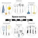 5 Racks and 4 Hooks Mop and Broom Holder Wall Mount, SUS304 Heavy Duty Broom Organizer Storage Tool Racks, Self Adhesive Solid Non-slip Tool Hangers for Home Kitchen Garden Laundry Garage - color: 5 Racks & 4 Hooks (Silver) - 1 Pack