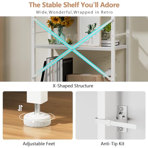 Furologee 6 Tier Book Shelf, Tall Wide Bookshelf, Modern Open Bookcase, Display Shelves Storage Organizer, Shelving Unit for Living Room, Home Office, Bedroom, Kitchen, White - color: White, size: 6 Tier - 20"W
