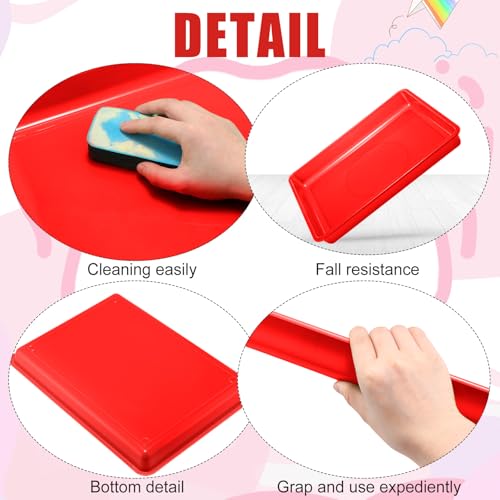 Maitys 15 Pcs Flat Plastic Trays 16.1 x 11.8'' Sensory Storage Paper Tray Stackable Classroom Bins for Office Home Organizer Crafts Supplies(Red) - color: Red