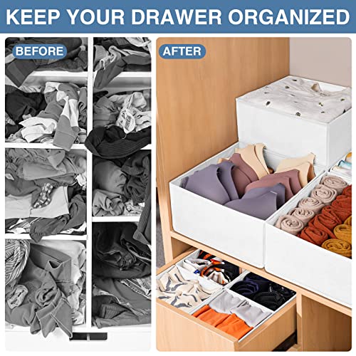 Criusia Drawer Organizer Clothes 12 Pack - Fabric Closet Organizers and Storage for Nursery Organization - Dresser Drawer Dividers for Baby Clothes/Socks/Underwear/Bras - College Dorm Room Essentials - color: White, size: 12 Pack
