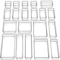 SMARTAKE 20-Piece Drawer Organizer with Non-Slip Silicone Pads, 7-Size Desk Drawer Organizer Trays Storage Tray for Makeup, Jewelries, Utensils in Bedroom Dresser, Office and Kitchen (Clear) - size: 20 PCS