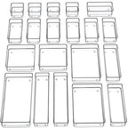 SMARTAKE 20-Piece Drawer Organizer with Non-Slip Silicone Pads, 7-Size Desk Drawer Organizer Trays Storage Tray for Makeup, Jewelries, Utensils in Bedroom Dresser, Office and Kitchen (Clear) - size: 20 PCS
