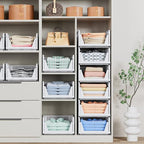 5 Pack Stackable Closet Storage Basket - Stackable Storage Bins, Multifunctional & Foldable Closet Organizer Waterproof, Wardrobe Cupboard Space-Saving Hat Storage Drawer Organizer, White - size: 5 Pack White