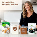 ComSaf Flour Sugar Storage Containers Set of 3 (5.2L/5.5Qt) (2.5L/2.6Qt*2), Large Airtight Food Storage Containers with Lids, Plastic Canisters Sets for Kitchen, Pantry Organizers for Rice and Baking - size: 5.5Qt/2.6Qt-Square