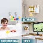 TAILI Shower Caddy Suction Cup 2 Pack, Heavy Duty Bathroom Organizer, Removable Shelves for Inside Shower, Shampoo, Waterproof Suction Plastic Storage for Bathroom Accessories Holder, Frosted Clear - style: 1 × Frosted Clear
