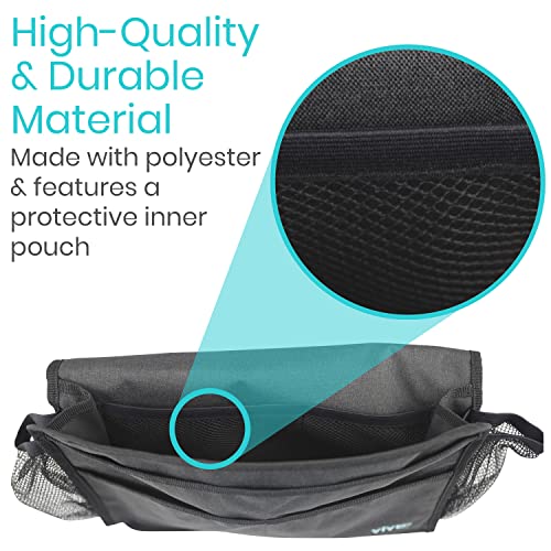 Vive Bedside Caddy - Bed Hanging Organizer - Storage Bag Shelf for College Dorm, Bedroom, Couch, Bunk - 8 Large Pockets with Charger Slots for Men and Women - Slides Under Mattress - Handle for Travel