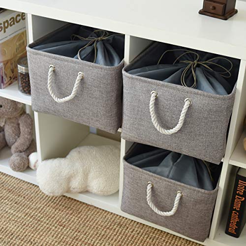TheWarmHome Fabric Storage Bins Baskets for Organizing, Large Sturdy Storage Basket W/Handles, Decorative Foldable Storage Baskets for Shelves Closet Nursery Toy (X Large - 3 Pack 17.7L×13.8W×9.8H) - color: Grey, size: 3PCS/X Large -17.7Lx13.8Wx9.8H