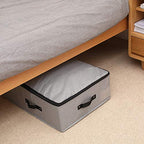AMJ Large Sturdy Underbed Storage Box with Zip Lid, Rigid Sturdy Plastic Board inside, Handles on all sides, Dark Gray - color: Dark Gray, size: 35.5 x 16.5 x 7“