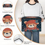Custom Storage Basket with Name, Personalized Storage Bins with Zipper Lid, Foldable Fabric Storage Box Large capacity with Handle Red Hat Scarf Bear - color: Option 14