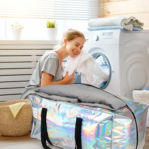 VTSVTS 6 Pack Extra Heavy Duty Large Moving Bags with Comfortable Handle & Strong Zipper,Storage Totes for Space Saving Moving Storage College Supplies Alternative to Moving Box,Iridescent - color: Iridescent, size: 6 Pcs