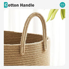 YOUDENOVA Cotton Laundry Hamper, 58L - Woven Collapsible Storage Basket - Jute Brown - color: Jute Brown, size: 58L