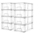 Vtopmart 8 Pack Stackable Storage Drawers,Clear Acrylic Drawer Organizers with Handles, Easily Assemble Containers for Fridge, Bathroom,Kitchen Undersink,Cabinet,Pantry Organization and Storage - size: 8Pack 4.4"H-with Dividers
