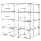 Vtopmart 8 Pack Stackable Storage Drawers,Clear Acrylic Drawer Organizers with Handles, Easily Assemble Containers for Fridge, Bathroom,Kitchen Undersink,Cabinet,Pantry Organization and Storage - size: 8Pack 4.4"H-with Dividers