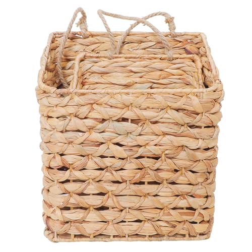 2-Tier Wall Hanging Wicker Water Hyacinth storage baskets Set,Woven Rustic Natural Farmhouse Door Baskets Organizer for decor,Kitchen Pantry, Home Office, Entryway, Bathroom - size: 2-Tier