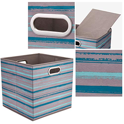 13 inch Collapsible Storage Cubes Bins Teal Stripes Fabric Storage Boxes Foldable Cube Inserts Storage Grey Printed Folding Cloth Storage Baskets Drawer Organizer ,QY-SC05-3 - color: Brush Gradient