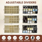 2-Pack Extra Large Shoe Organizer for Closet, Foldable Shoe Storage Container with Adjustable Dividers & Clear Lid, Holds Up to 18 Pairs, Space-Saving Shoe Boxes, White - size: Large