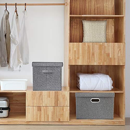TYEERS Large Storage Bins with Lids, Collapsible, Washable, Fabric Storage Boxes for Organizing, 17.3x11.8x11.4 inches, 3 Pack, Gray - color: Grey, size: 3-Pack Large
