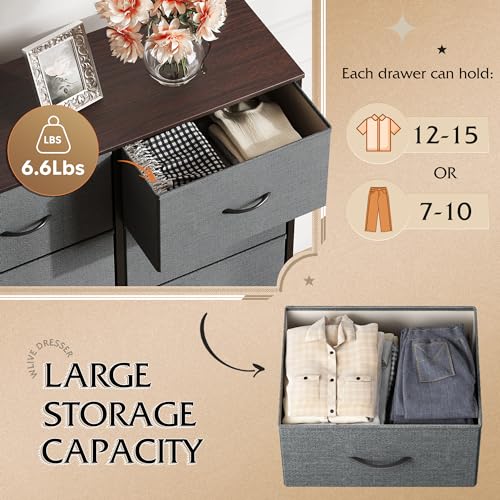WLIVE Tall Dresser for Bedroom with 10 Drawers, Chest of Drawers, Grey Dresser for Closet, Hallway, Living Room, Entryway, Dark Grey - color: Dark Grey