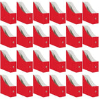 Limitliho 24 Pack Red Cardboard Magazine Holder, Sturdy Book Bins for Classroom Library, 10.6'' ×10.2'' ×3.5'' Inch Vertical File Folder Box - color: Red