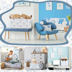 Boao 3 Pcs Blue Bow Storage Bin Collapsible Large Storage Baskets for Gifts Empty Candy Holiday Decor Canvas Laundry Basket Foldable Box with Handle for Office Home Bedroom Clothes - style: Blue Bow
