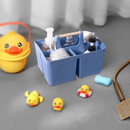 rejomiik Portable Shower Caddy Basket Plastic Cleaning Caddy Organizer Storage Tote with Handle for Bathroom, College, Dorm Room Essentials, Dark Blue - color: Dark Blue