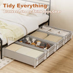 Fokyfok 2Pack Under Bed Storage with Wheels,6.7"-9" Adjustable Height Underbed Storage,Under Bed Storage Containers,Rolling Under Bed Clothes Storage,Metal Under Bed Drawers for Shoes,Blankets,Toys - size: Height 6.7"-9"