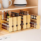 Jolitac Bamboo Pull Out Spice Rack for Cabinet, Slide Out Drawers, Space-Saving Seasoning Kitchen Pantry Sliding Vertical Organization, Easy to Install, 6" Wide, 2 Drawers(1.85" Wide), 2-Tier - size: 6" Wide, 2 Drawers(1.85" Wide), 2-Tier