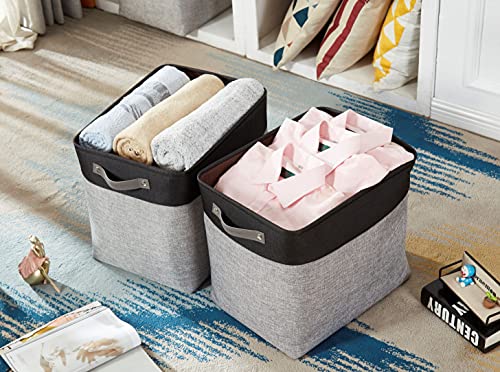 DECOMOMO Extra Large Storage Baskets, 54.5L Fabric Storage Bins for Organizing Linen Closet, Nursery (Grey & Black, XXXL - 3 pack) - color: Grey and Black, size: Jumbo/3P