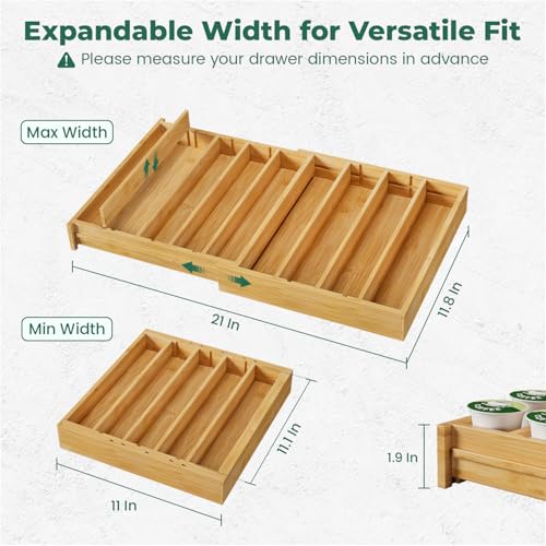 EsLuker.ly Bamboo Coffee Pod K Cup Holder Organizer for Drawer Insert Counter, Expandable Coffee Tea Storage Tray Compatible with Nespresso Vertuo Capsules - Easy Access for Office Home Kitchen - color: Green, style: Bamboo