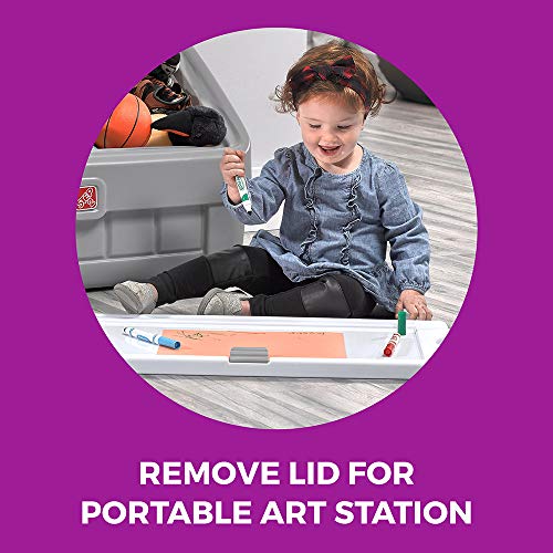 Step2 2-in-1 Toy Box & Art Lid, Kids Toy Storage Bin & Organizer, Easel & Chest in One, Made of Durable Plastic, For Toddlers 2+ Years Old, Gray - color: Gray