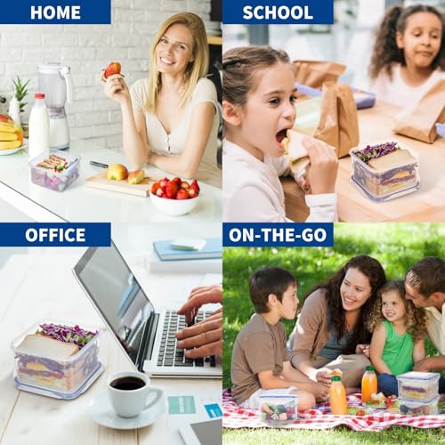 KIGI Square Food Storage Containers with 4-Sided Locking Lid, 30.4 OZ, Leak proof, Ideal for Lunch and Meal Prep, BPA-Free Plastic, 6-Piece, 3.75 Cup - size: 3.75 cup (6-Piece)