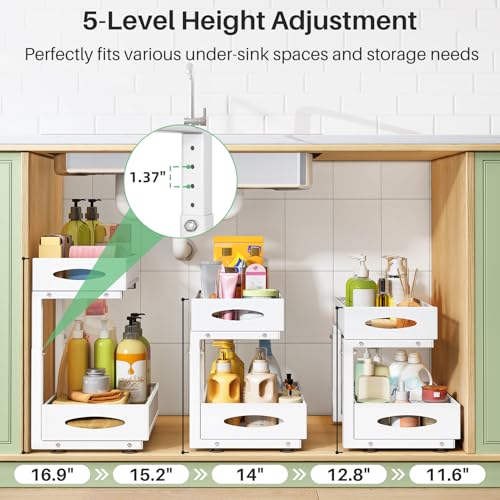 Under Sink Organizer, 2 Tier Pull out Cabinet Organizer Baskets with Mesh Sliding Drawers, Slide out Storage Shelf for Home, Kitchen, Bathroom, Pantry, Office Cabinet(1 Pack, White) - color: White, size: 1 Pack
