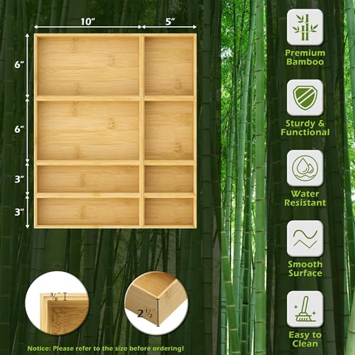 Bathroom Drawer Organizer Trays, Bamboo Silverware Drawer Organizer Kitchen Utensils, 8 PCS Wood Box Stackable Bins for Makeup, Office Desk, Vanity, Junk Drawer - color: Bamboo, size: 8 PCS
