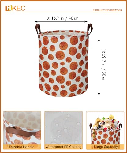 19.7" Basketball Laundry Basket,Dirty Clothes Laundry Hamper,Waterproof Foldable Toys Storage Bin,Room Decor, Gift Baskets, Baby Nursery Hamper(Bright basketball) - color: Bright basketball
