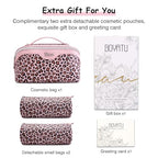 Travel Makeup Bags Organizer for Women: 3 Pcs Set Cosmetic Bag - Large Make up Bag with Compartments - Flat Open Waterproof Leather Toiletry Bags for Skincare, Brushes & Travel Essentials - Pink - color: 03-Pink