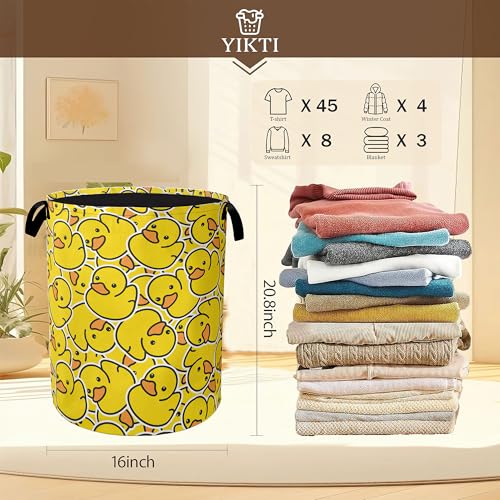 Collapsible Laundry Basket,Yellow Ducks Dirty Clothes Hamper,Cute Cartoon Animal Hampers for Bedroom Waterproof Oxford Cloth Storage Organizer for Bathroom,Nursery,Dorm,16x20 Inch - color: Yellow Ducks