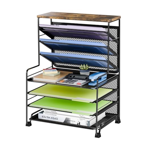 Simple Trending 7 Tier File Organizer and Office Desk Accessories for Office, Home or School, Black - color: 7 Tier Black