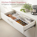 12 Pack Large Drawer Organizer Bins - Clear Plastic Bathroom Drawer Organizer Trays - Heavy Duty Kitchen Drawer Dividers for Utensils - Non-Slip Storage Bins for Makeup, Bedroom, Office Desk - size: 12 Pack