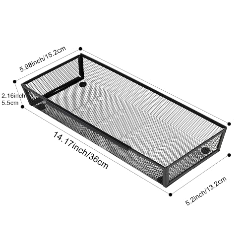Mesh Tray Silverware Drawer Organizer Utensil Cutlery Tray Office Supplies Organizer for Flatware, Knives,Home,Office, School,Bedroom 15X6'' Black - size: 4 Pack 15"x6" Black Metal