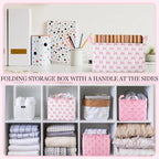 Geelin 3 Pcs Pink Bow Storage Baskets, Foldable Cute Pink Storage Bins with Handles, Coquette Preppy Girly Organizer Boxes for Closet Shelf Nursery Bedroom Decorative Room Decor - style: Pink Bow