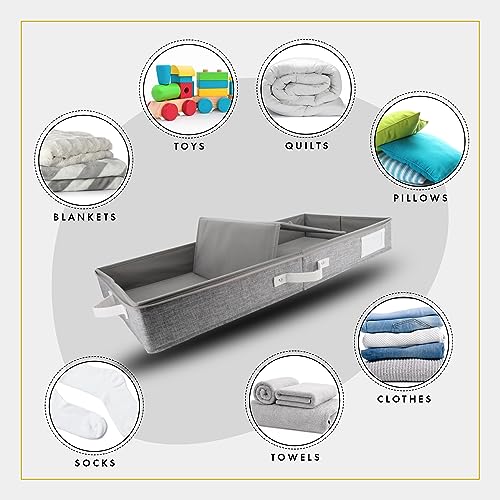 HOMELUX THEORY 2pc Low Profile Under Bed Storage Containers, Thin Under Couch Storage Organizer with Bins & Lids, Underbed Storage Box Ideal for Seasonal Clothes, Blankets, Fabric & Shoes (LightGray) - color: Light Gray, size: Large Low Profile (2pc)