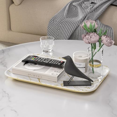 Weenson Bathroom Vanity Tray for Makeup Jewelry Candle Perfume Decor Toilet Tank, Serving Tray for Food Snacks, Kitchen Tray for Countertop Soap Dispenser Spice Coffee Nightstand11.8”L x 7.9”W x 0.8”H - color: White, size: 11.8" x 7.9" x 0.8"