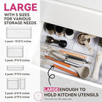 Criusia Large Drawer Organizer Bins 26 Pack | Complete 5 Size Clear Plastic Kitchen Drawer Organizers for Utensils | Bathroom Drawer Organizer Trays | Versatile for Makeup Office Organization - size: 26 Pack