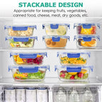 34pcs Glass Food Storage Containers with Lids Set, Airtight Glass Meal Prep Containers (17 Containers & 17 Lids), Leak Proof Lunch Container BPA-Free, Microwave, Oven, Freezer, Dishwasher Safe-Blue - color: Blue