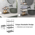 2-Tier Bathroom Organizer Countertop Storage Shelf, Vanity Tray Cosmetic Stackable Storage Rack, Kitchen Spice Rack (Chrome + Black) - color: Black + Sliver