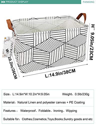 FANKANG Storage Basket,Nursery Hamper Canvas Laundry Basket Foldable with Waterproof PE Coating Storage, Office, Bedroom, Clothes,Toys (L, REC-Diamond) - color: REC-Diamond