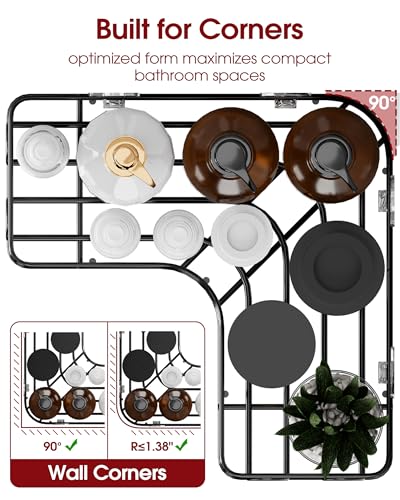 Sakugi Corner Shower Caddy - 3-Pack Shower Organizer with Soap Holder & Built-In Hooks, Rustproof Metal Shower Shelves, Laundry, Kitchen, Bathroom Organizers and Storage Solution, Large, Black - color: Black, size: Large - 3 Packs