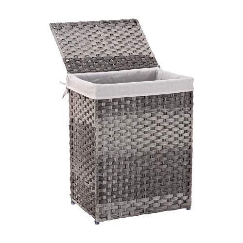 Mxfurhawa Slim Laundry Basket on Wheels, Heavy Duty Cotton Liner Laundry Storage Hamper with Handles, Collapsible Clothes Wire Basket Organizer Laundry Bag (02A) - color: 02A