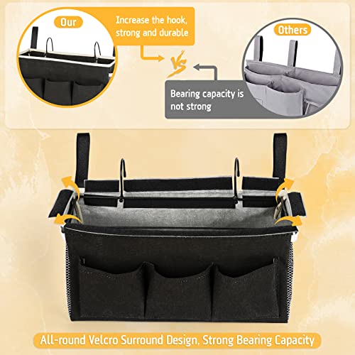 Lilithye Bedside Caddy Bedside Organizer Bedside Storage Caddy with Fixed Straps and Water Bottle Holder for Home College Dorm Bunk Bed Hospital Bed Crib Bed Rails (2pcs Black) - color: 2pcs Black